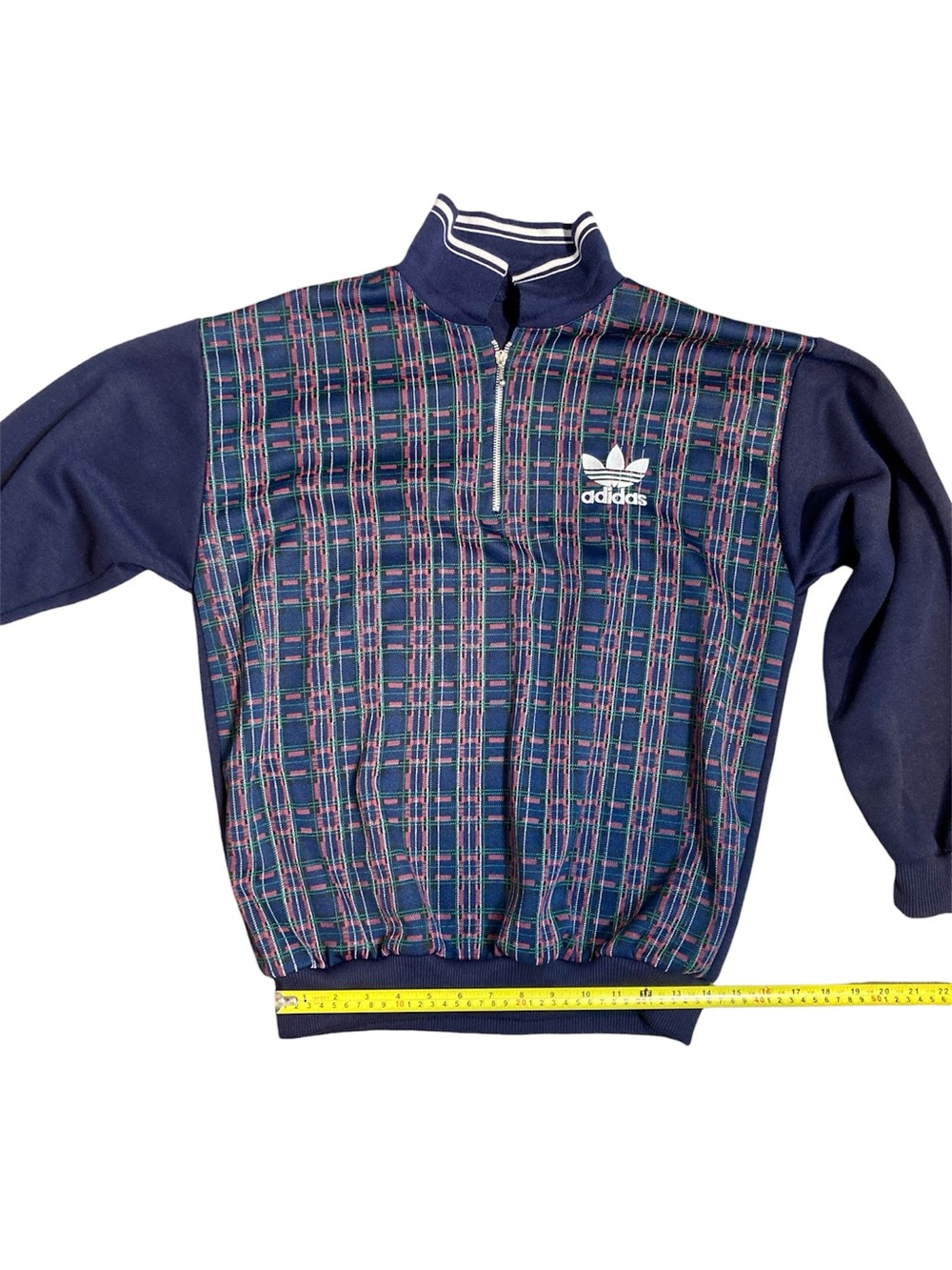 Vintage Adidas Originals Tartan Plaid 1/4 Zip-Up Polo Sweater - Picture 5 of 7